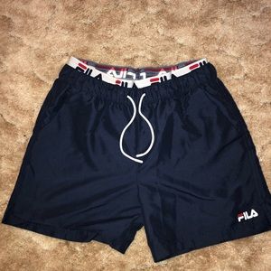 Fila Black Line Swim Shorts With Logo Waistband